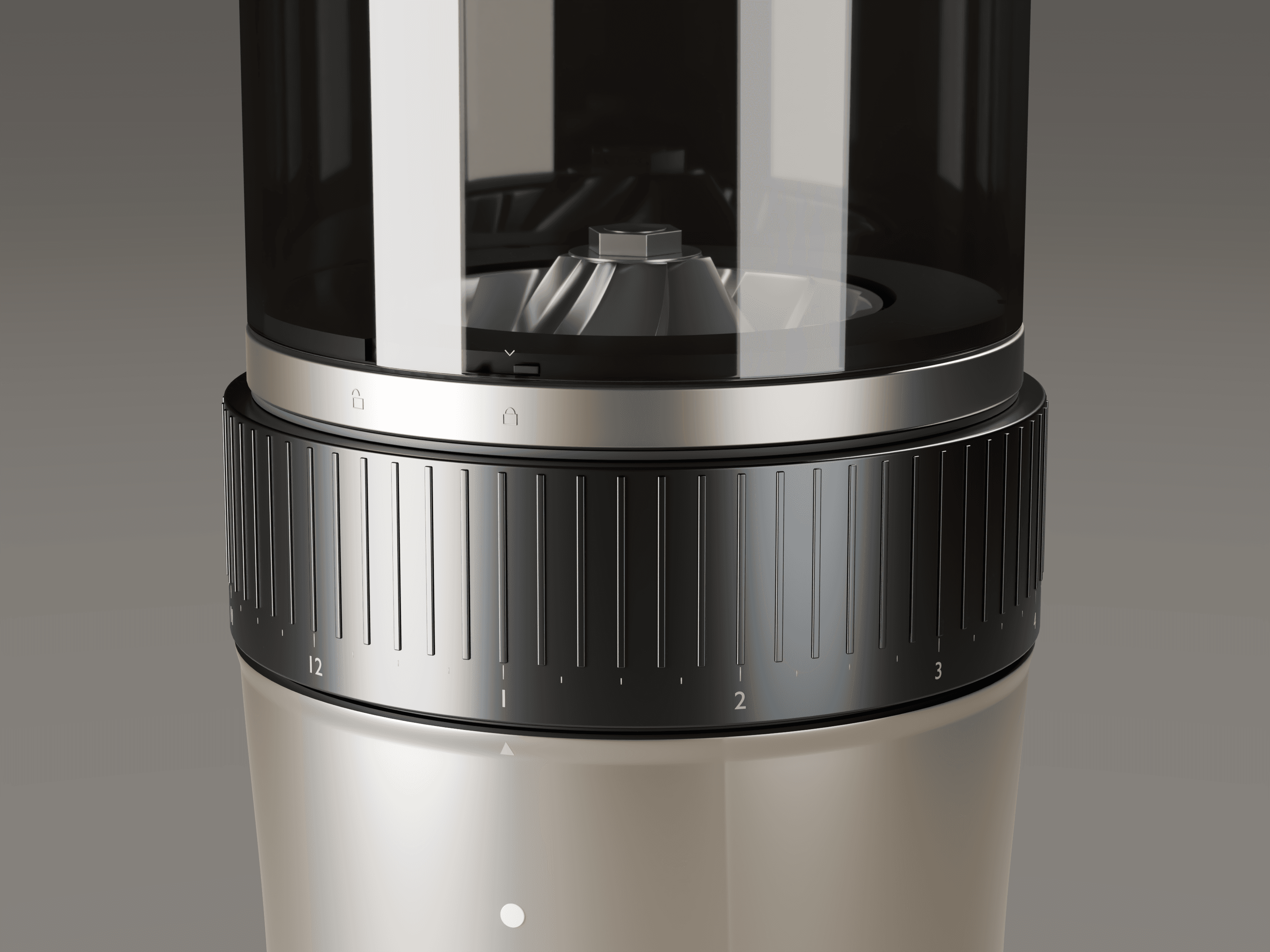 Compact electric coffee grinder, adjustment ring detail