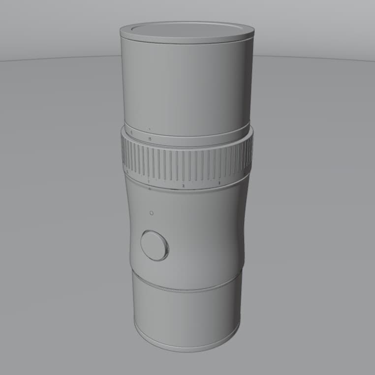 Compact electric coffee grinder clay model view