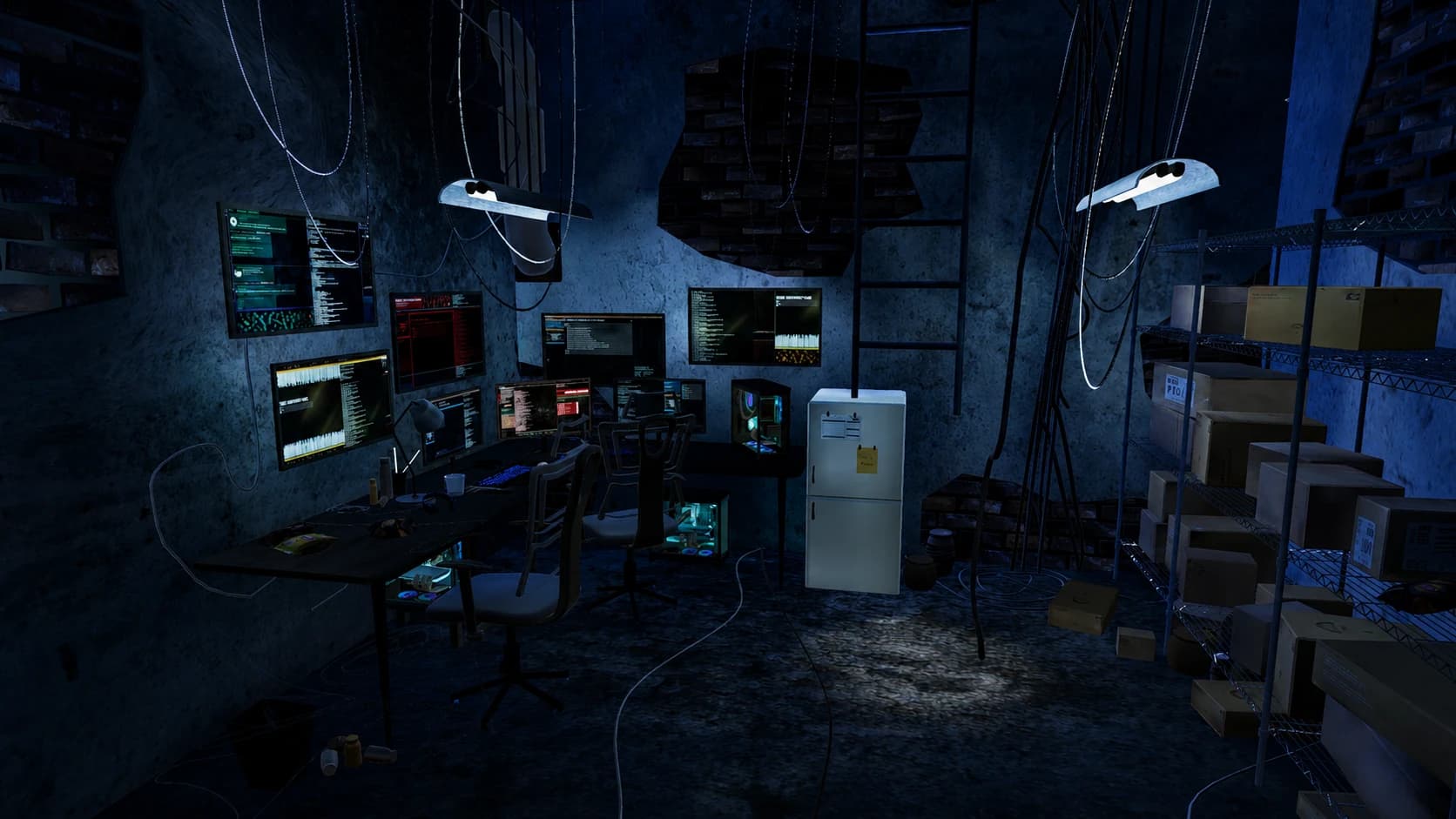 Underground workstation environment, alternate view