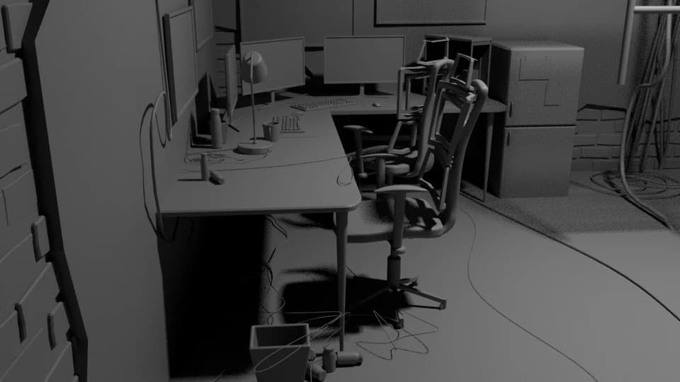 Underground workstation environment scene study