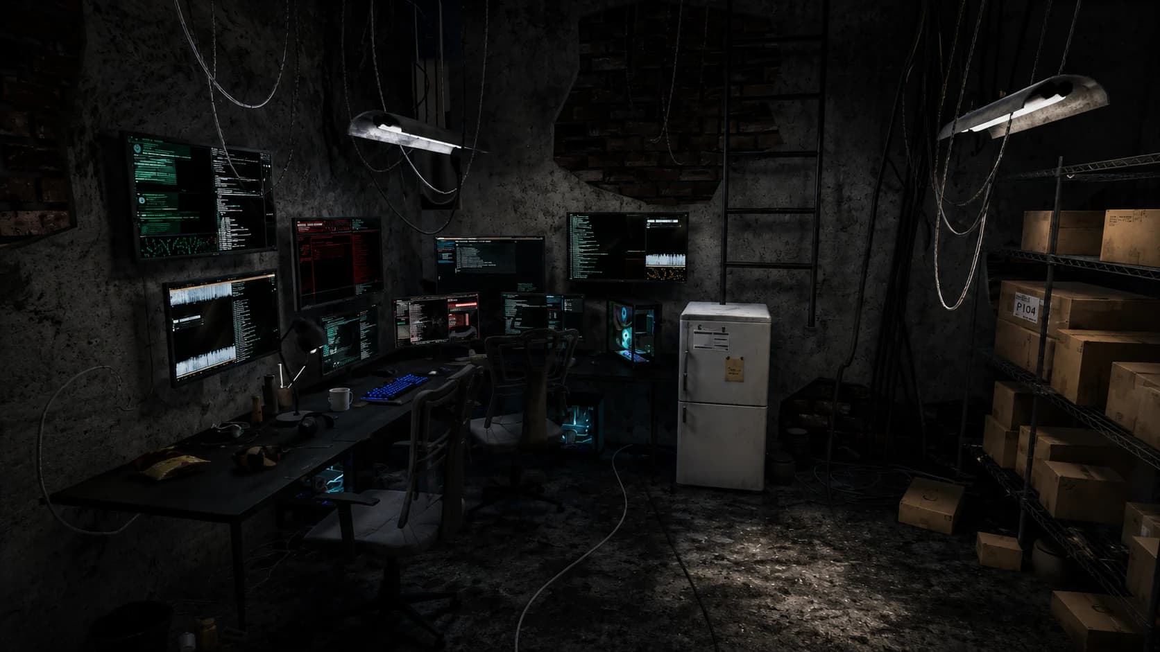 Underground workstation environment, alternate view